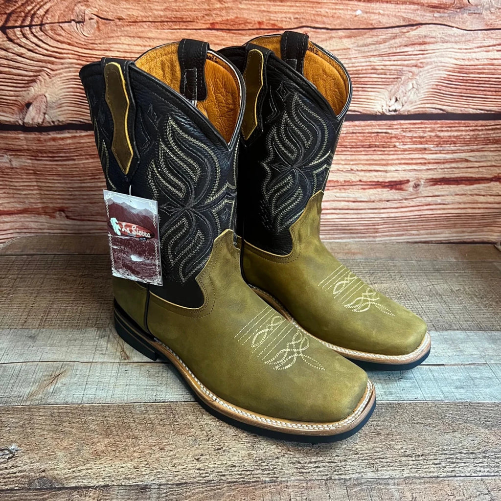 Men's Western Rodeo Cowboy Genuine Leather Square Toe Boots Est. 699 Tan - OriginalWestern.com
