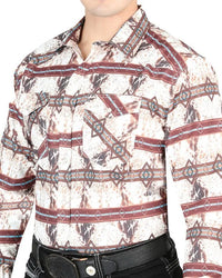 El General - Men's Brown Western Shirt with Rustic Patterns  44312