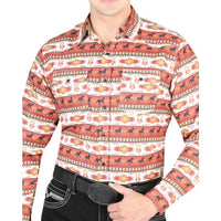 El General - Men's Brick Western Shirt with Horse and Desert Print 44315
