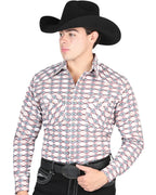 El General - Men's Khaki Western Shirt with Diamond Patterns 44317