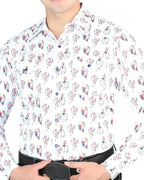 El General - Men's White Western Shirt with Cowboy Print  44318