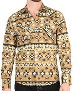 El General - Men's Mustard Western Shirt with Geometric Print 44417
