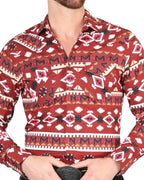 El General - Men's Red Tribal Geometric Western Shirt – El General 44418