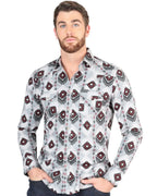 El General - Men's Gray Western Shirt with Geometric Pattern 44425