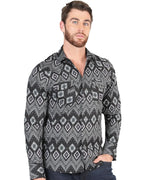 El General - Men's Black Western Shirt with Geometric Pattern  44432