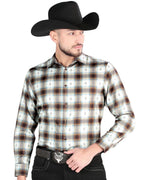 El General - Men's Western Shirt in Brown-Sand Plaid – Short or Long Sleeve 44700