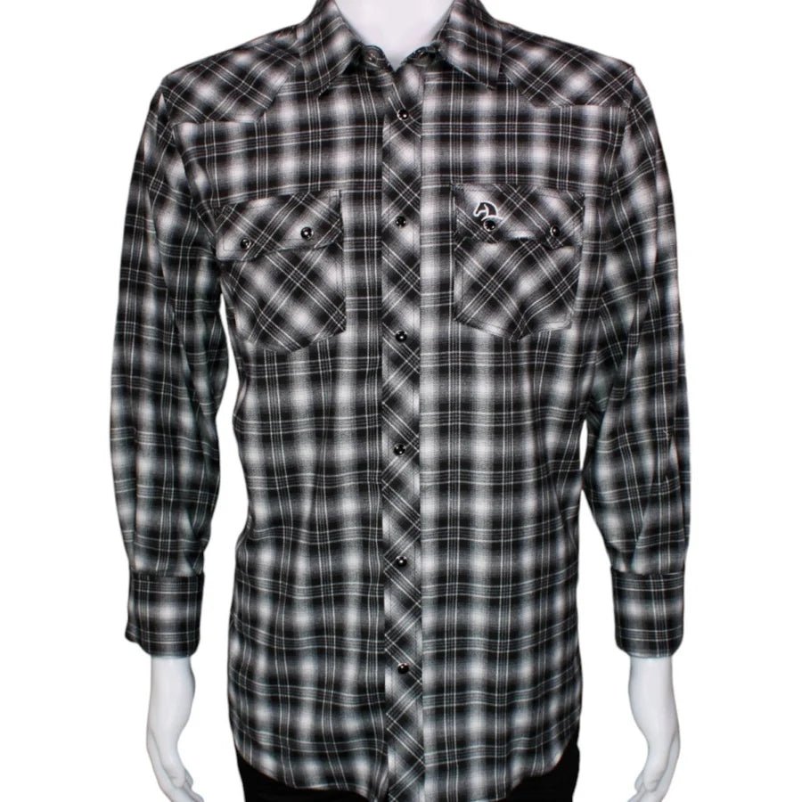 Men's White Diamonds Long Sleeve Western Shirt - Black and White WD-808 - OriginalWestern.com