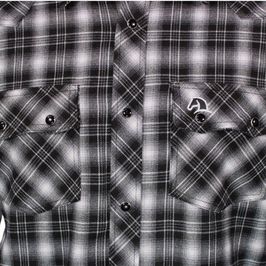 Men's White Diamonds Long Sleeve Western Shirt - Black and White WD-808 - OriginalWestern.com