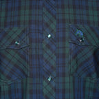 Men's White Diamonds - Long Sleeve Western Shirt - Green and Blue WD-805 - OriginalWestern.com