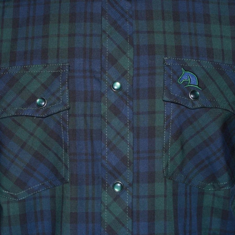 Men's White Diamonds - Long Sleeve Western Shirt - Green and Blue WD-805 - OriginalWestern.com