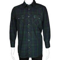 Men's White Diamonds - Long Sleeve Western Shirt - Green and Blue WD-805 - OriginalWestern.com