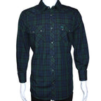 Men's White Diamonds - Long Sleeve Western Shirt - Green and Blue WD-805 - OriginalWestern.com