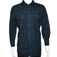 Men's White Diamonds - Long Sleeve Western Shirt - Green and Blue WD-805 - OriginalWestern.com