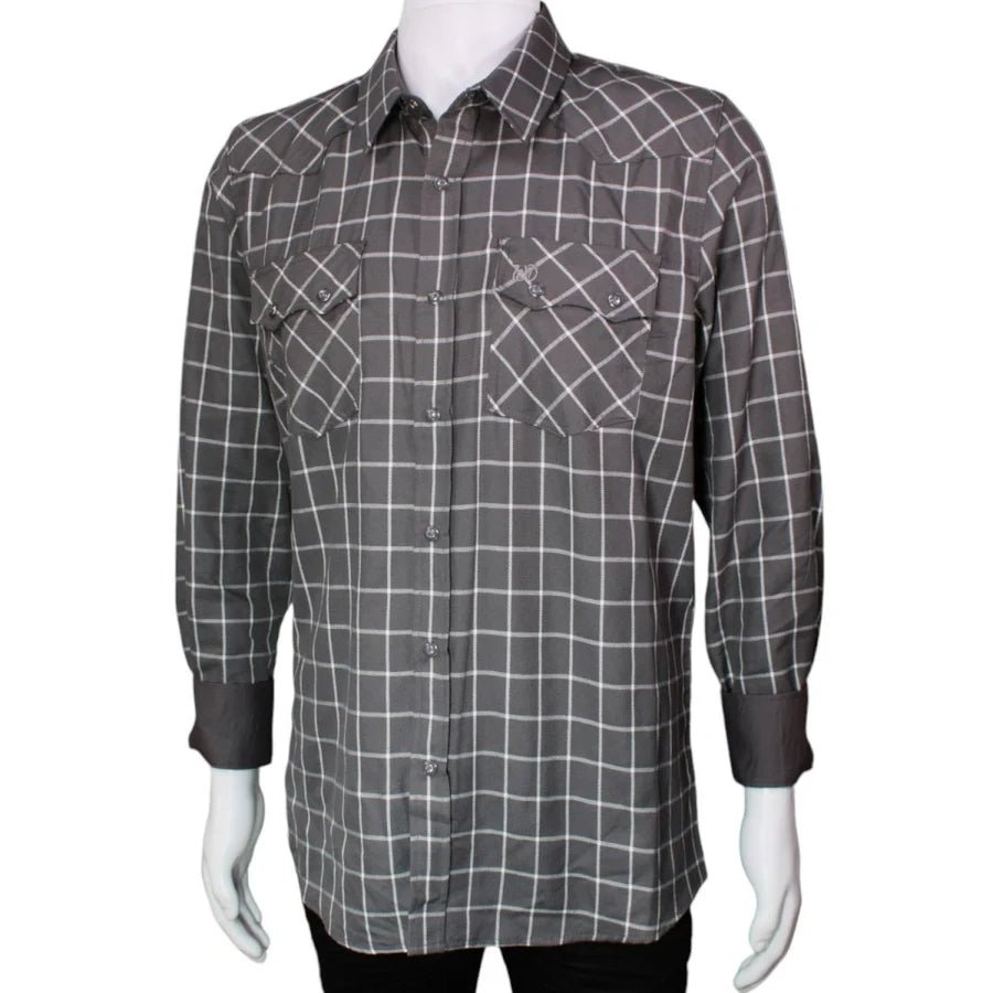 Men's White Diamonds Long Sleeve Western Shirt - Grey WD-807 - OriginalWestern.com