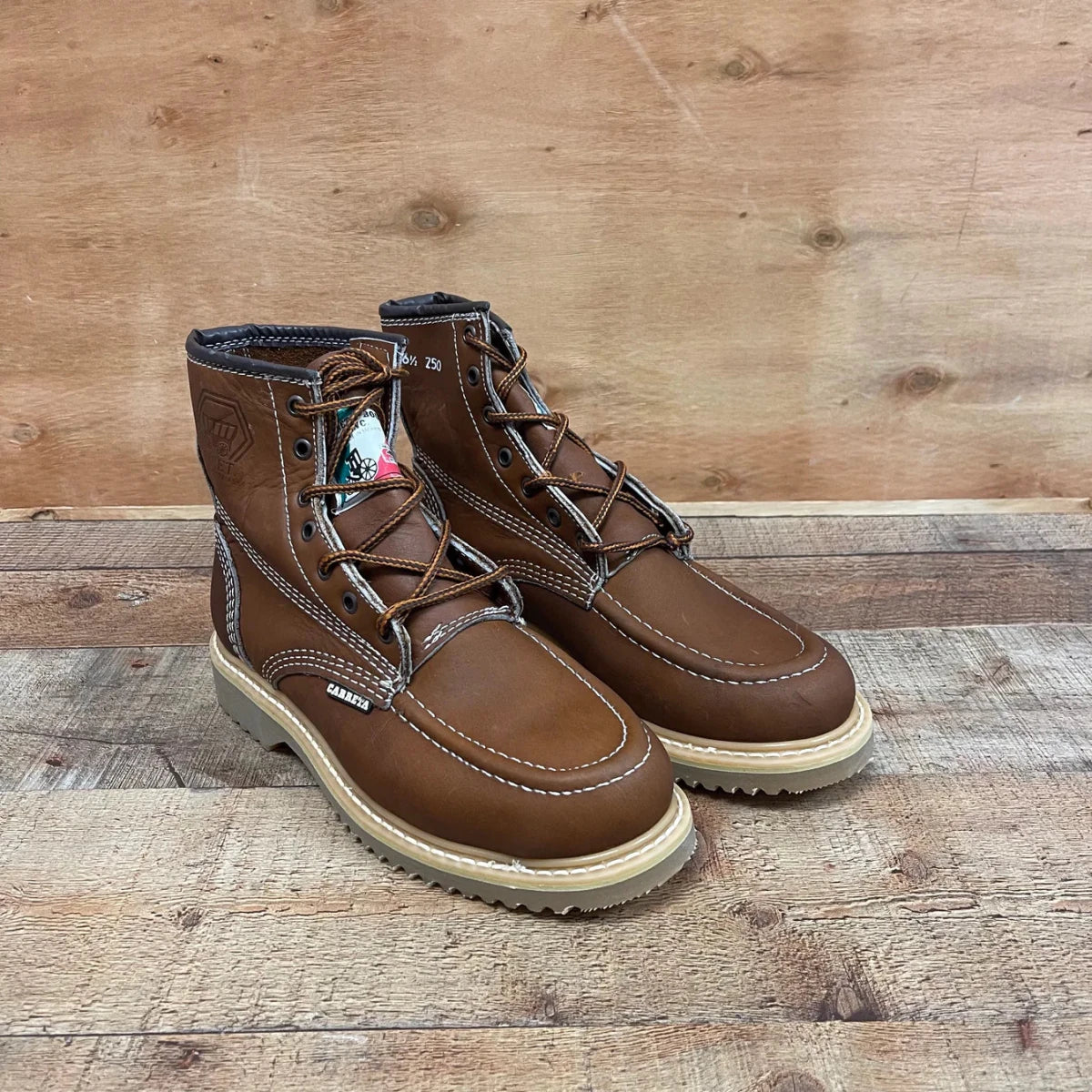 Men's Work Boots Genuine Leather Oil Water Resistant Strong and Light Weight Soles Est. 250 Gold Brazon Sole - OriginalWestern.com