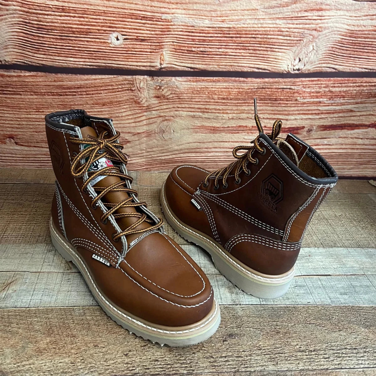 Men's Work Boots Genuine Leather Oil Water Resistant Strong and Light Weight Soles Est. 250 Gold Brazon Sole - OriginalWestern.com