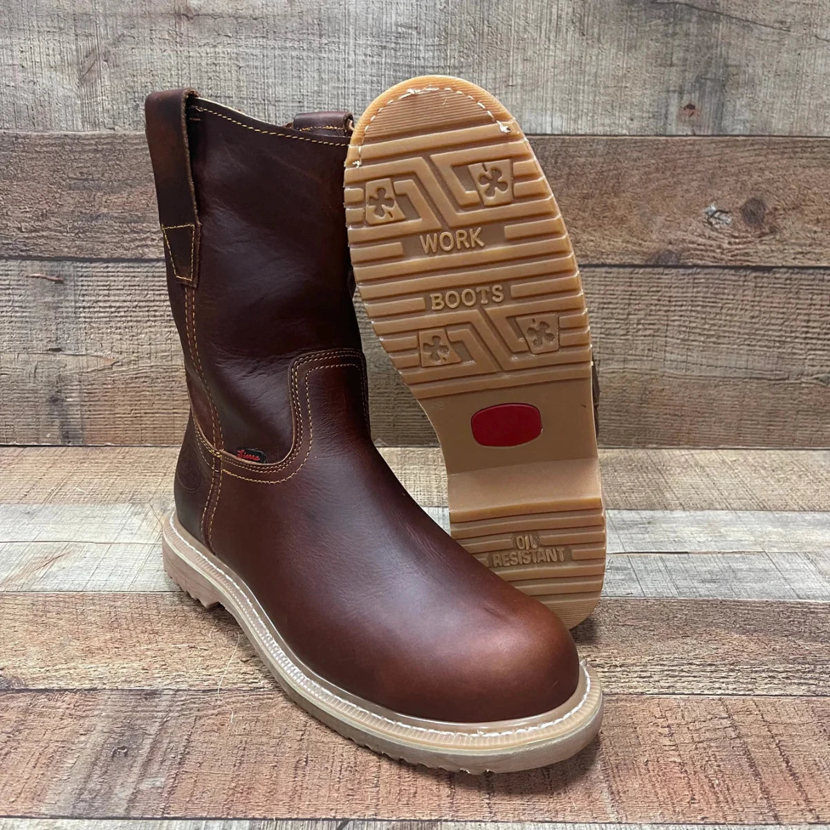 Men's Work Boots Light Pull On Genuine Leather Resistant Round Toe Durable Est. 104/105 - OriginalWestern.com