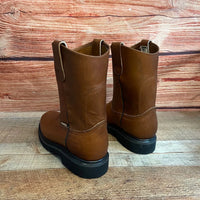 Men's Work Pull-On Steel Toe Leather Boots Truck Durable Sole Est. 410 Tan - OriginalWestern.com