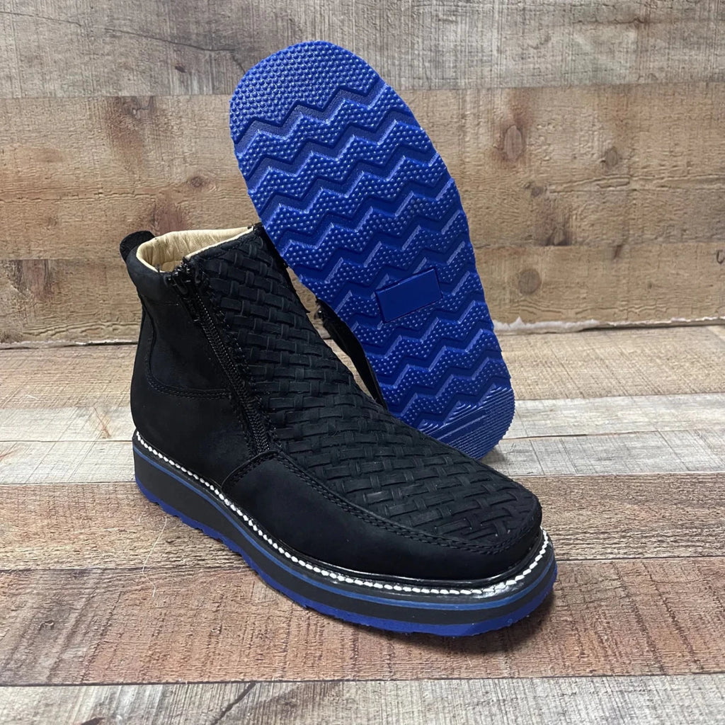 Men's Work Red/Blue Sole Zipper Handwoven Genuine Leather Oil/Water Resistant Est 334/444 Blue - OriginalWestern.com