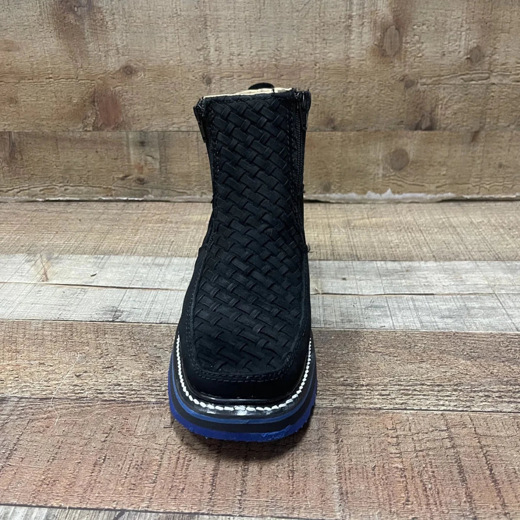 Men's Work Red/Blue Sole Zipper Handwoven Genuine Leather Oil/Water Resistant Est 334/444 Blue - OriginalWestern.com