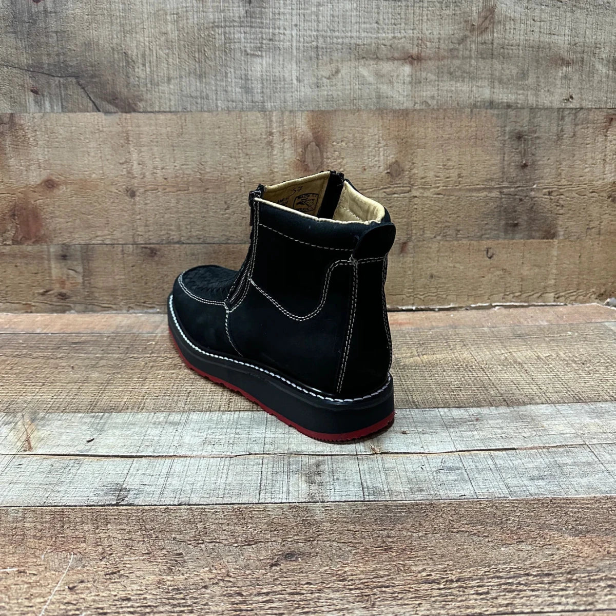 Men's Work Red/Blue Sole Zipper Handwoven Genuine Leather Oil/Water Resistant Est 334/444 Red - OriginalWestern.com