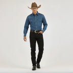 Men's Western Bootcut High Waist Stretch Premium Jeans - Black CABW #6