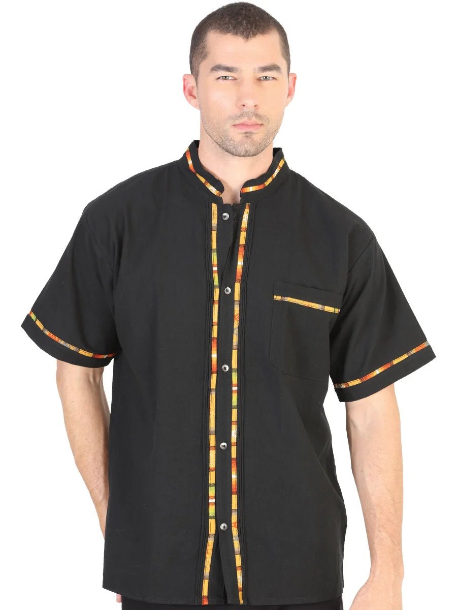 Mexican Artisanal Guayabera100% Cotton Black 601821 - OriginalWestern.com