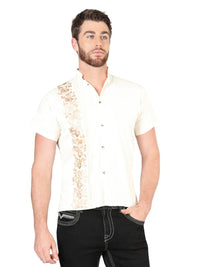Mexican Embroidered Guayabera 100% Cotton Beige 604004 - OriginalWestern.com