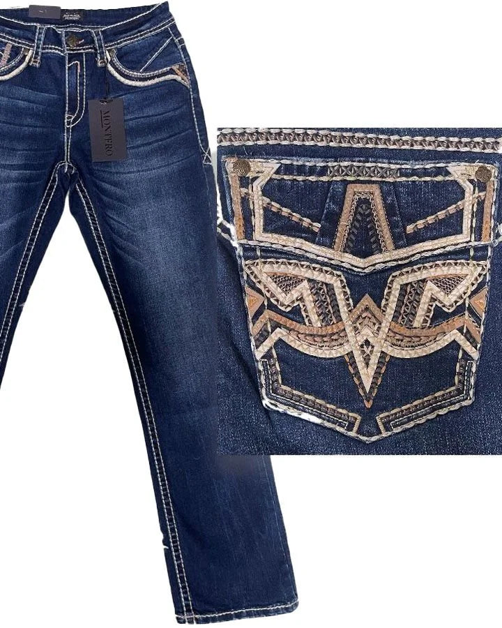 Men's Boot Cut Western Jeans – Stretch Denim Cowboy Pants –  DK Blue 4593