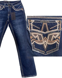 Men's Boot Cut Western Jeans – Stretch Denim Cowboy Pants –  DK Blue 4593