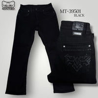 Men's Boot Cut Western Jeans – Stretch Denim Cowboy Pants - Black MON 39501