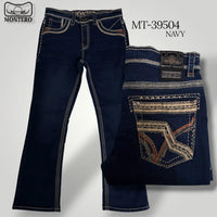 Men's Boot Cut Western Jeans – Stretch Denim Cowboy Pants - Dark Blue MON 39504