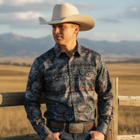 Men's Western Button Down Long Sleeve Shirt - Gray MC360-17
