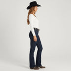 Women's Western Bootcut High Waist Stretch Premium Jeans - Dark Blue DMW #1
