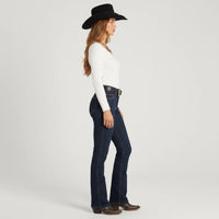 Women's Western Bootcut High Waist Stretch Premium Jeans - Dark Blue DMW #1