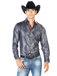 Navy Casual Long Sleeve Shirt 43573 - OriginalWestern.com