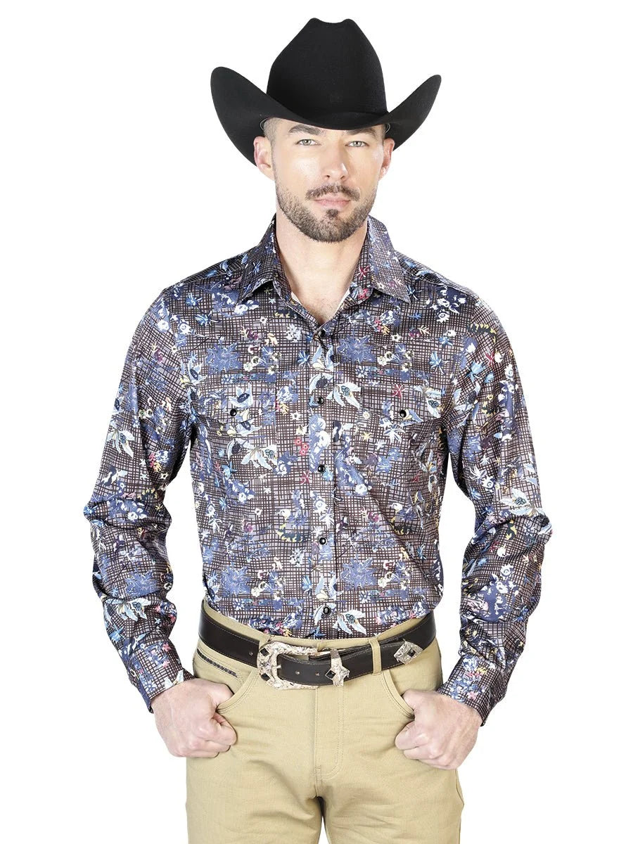 El General - Casual Long Sleeve Shirt- Navy Floral 43953