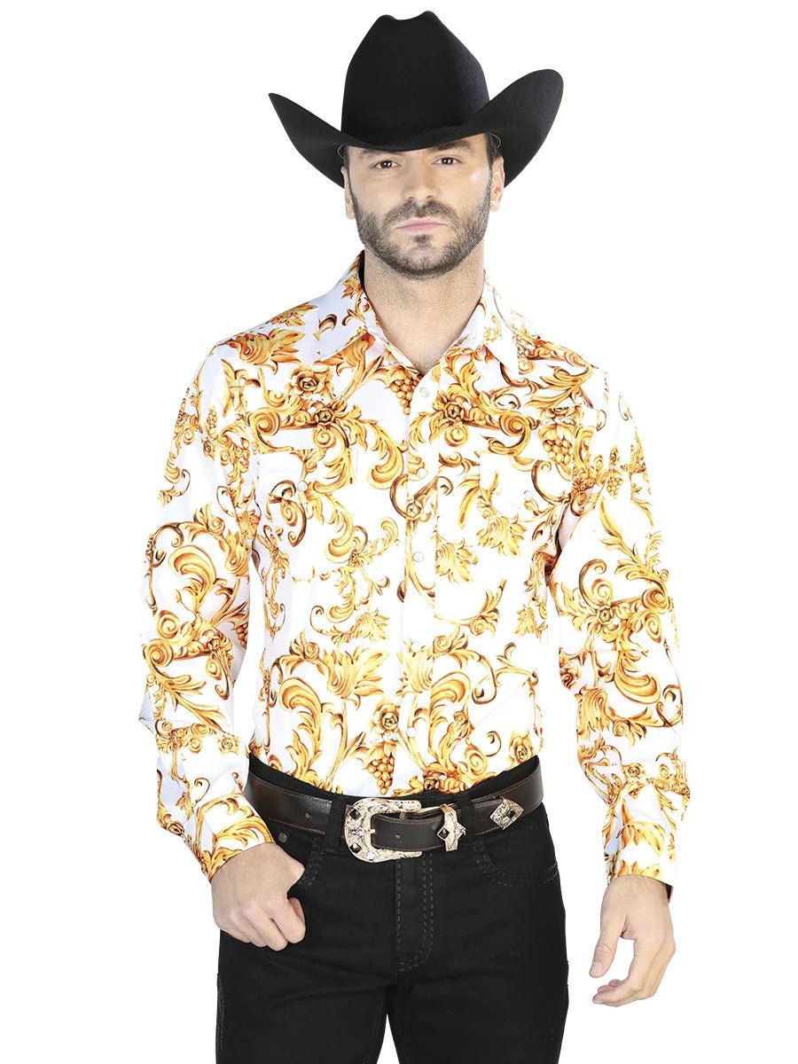 Off White Gold Casual Long Sleeve Shirt 44060 - OriginalWestern.com