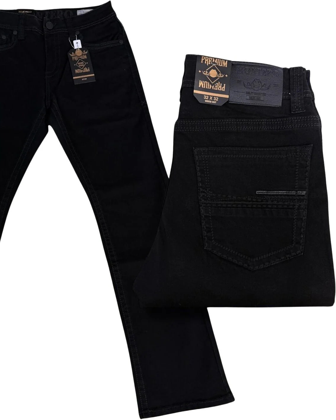Men's Boot Cut Western Jeans – Stretch Denim Cowboy Pants - Black 4670