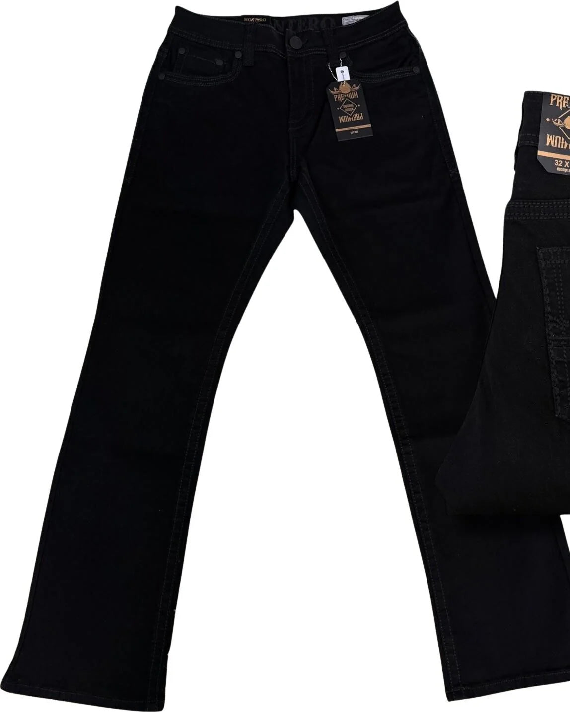 Men's Boot Cut Western Jeans – Stretch Denim Cowboy Pants - Black 4670