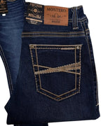 Men's Boot Cut Western Jeans – Stretch Denim Cowboy Pants - Dark Blue  4675