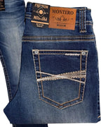 Men's Boot Cut Western Jeans – Stretch Denim Cowboy Pants - Medium Blue 4675