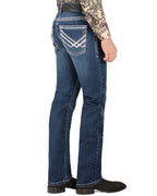 Men's Boot Cut Western Jeans – Stretch Denim Cowboy Pants – Dark Blue 9020