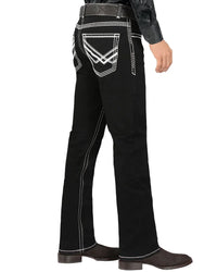 Men's Boot Cut Western Jeans – Stretch Denim Cowboy Pants – Black 9020