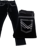 Men's Boot Cut Western Jeans – Stretch Denim Cowboy Pants – Black 9020