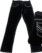 Men's Boot Cut Western Jeans – Stretch Denim Cowboy Pants – Black 9020