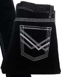 Men's Boot Cut Western Jeans – Stretch Denim Cowboy Pants – Black 9020