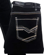Men's Boot Cut Western Jeans – Stretch Denim Cowboy Pants - Black  9051