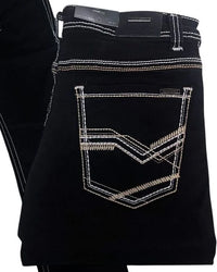 Men's Boot Cut Western Jeans – Stretch Denim Cowboy Pants - Black  9051