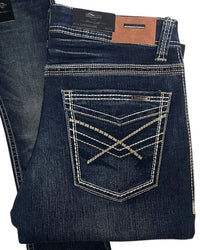 Men's Boot Cut Western Jeans – Stretch Denim Cowboy Pants - Dark Blue  9052